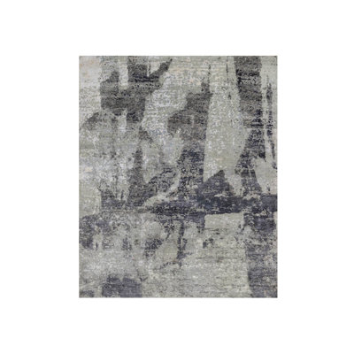 Tapis oriental rectangulaire gris en laine noué à la main 8 pi 2 po x 10 pi 0 po - MOA10291827