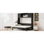 Lit double noir avec 3 armoires de rangement pour lunettes de soleil et portefeuilles, construction en bois de pin fiable, lit pliant Tiny Homes, embellissement en forme de X, bois massif, facile à monter