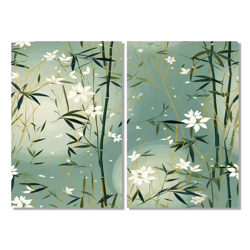 Bambou Zen Haven - Décoration murale orientale 2 pièces, 36" H x 48" W, Framed Wrapped Canvas, Does Not Apply