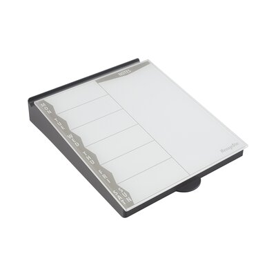 ECR4Kids MessageStor Dry-Erase Glass Board Memo Station, Desk Organizer, Grey -  ELR-3061