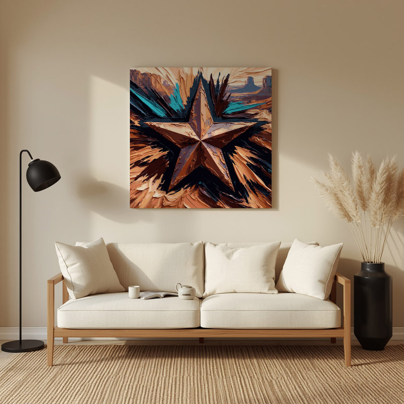«Southwestern Cowboy Texas Lone Star 88», art mural en métal noir, H 96 po x l 96 po x P 0,05 po