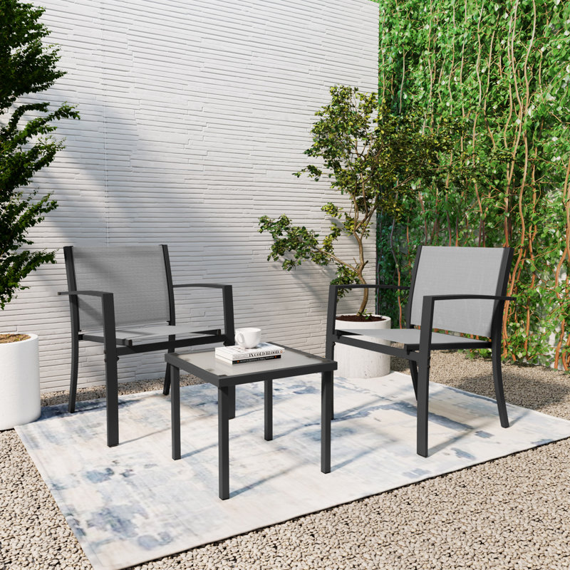 Faynell 2 - Person Patio Dining Set with Square Table, Grey