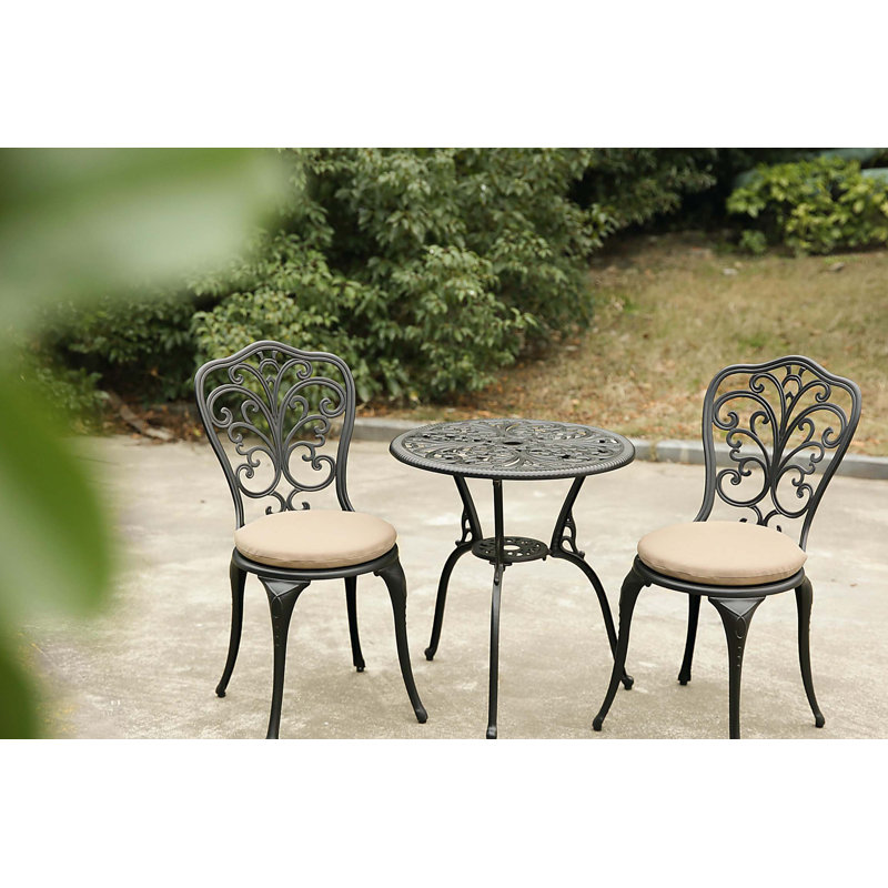 Best seller Products 3-Piece Outdoor Rust-Resistant Cast Aluminum Patio Bistro Set with cushion