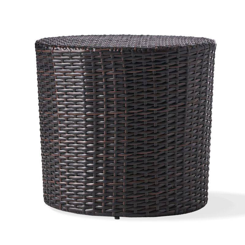 Captolia Round Metal Outdoor Side Table , 17.5'' in. W 17.5'' in. D, Brown