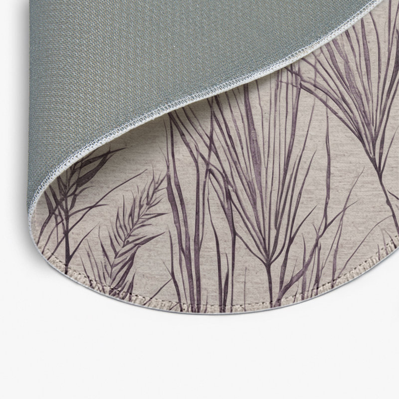 Tapis d'intérieur et d'extérieur gris Botanical, Rond 5 pi