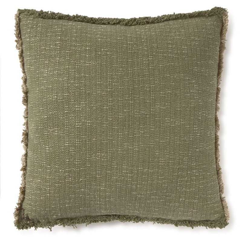 Coussin tissé à la main, Carré 18 po, Kaki