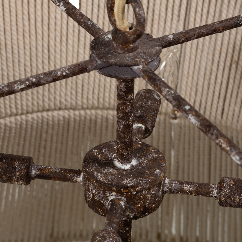 Gregory 8 - Light Shaded Geometric Chandelier with Rope Accents