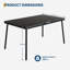 Table de patio 59 "en verre trempé avec structure en métal, table de salle à manger pour 4 à 6 personnes au bord de la piscine, noir