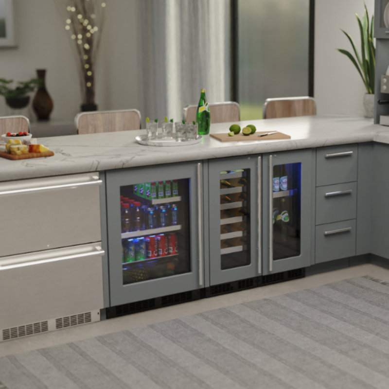 Marvel Appliances 5.5 Cubic Feet Convertible Mini Fridge with Wood/Glass Door