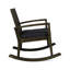 Chaise berçante en bois avec coussin gris foncé pour une détente en plein air