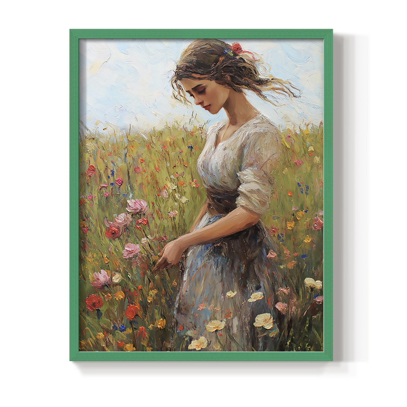 Reproduction encadrée WOMEN Series CCXCIX - bois massif, Vert, H 15 po x l 12 po