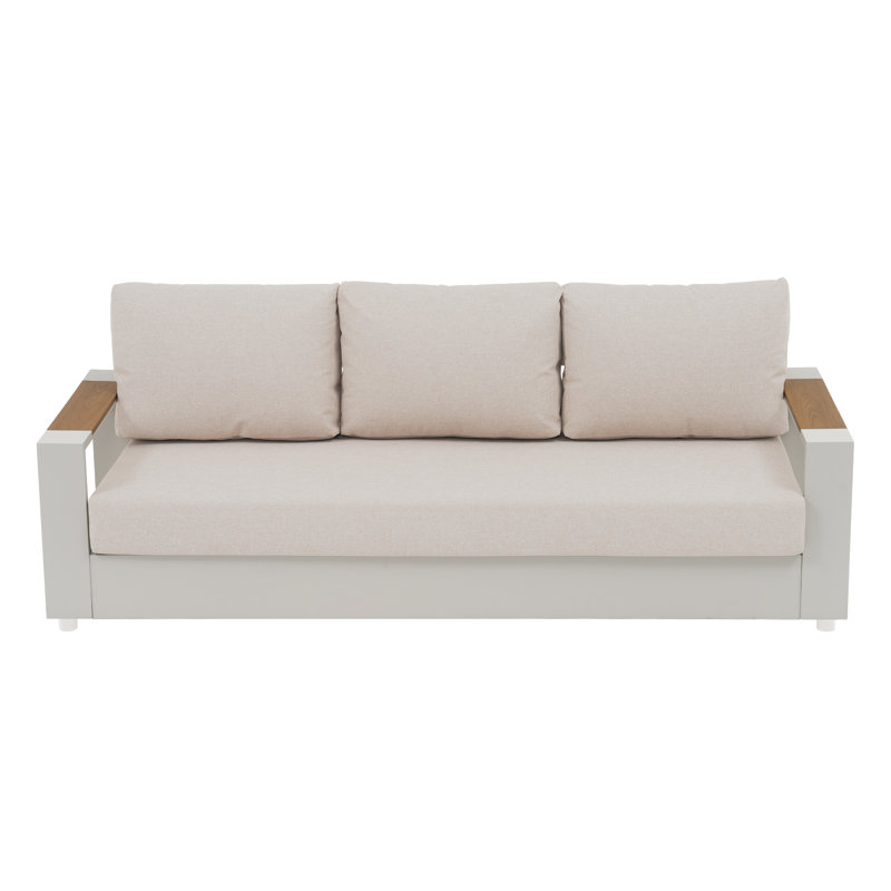 Outdoor Patio Sofa With Cushions, White