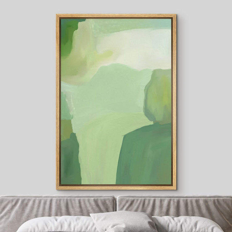 «Abstract Colorful Strokes Mint Green Stroke Landscape», reproduction d'art sur toile, H 24 po x l 16 po x P 1,5 po, Naturel