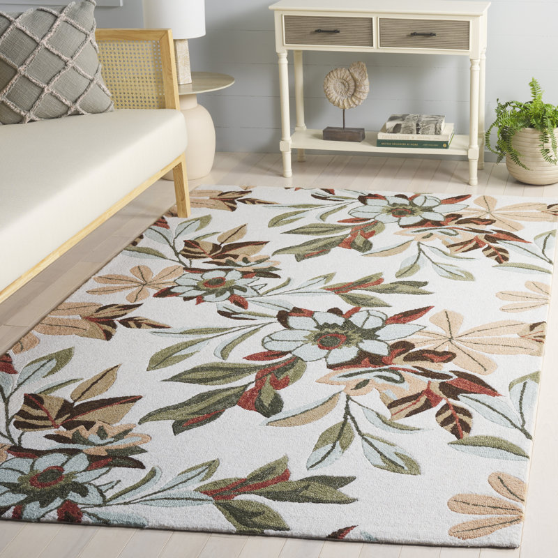 Jardin 768 Hand Tufted 80% Wool; 20% Cotton Floral Rug, Rectangle 5' x 8'
