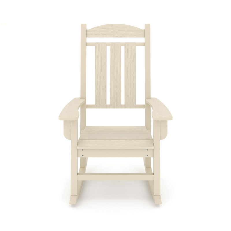 Beige Traditional Porch Rocker – Classic HDPE Poly Lumber For Porch, Patio, And Garden Comfort, Beige
