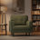 Siège de canapé simple moderne rembourré avec accoudoirs et mousse à haute densité, fauteuil d'appoint en lin pour le salon ou le bureau, vert