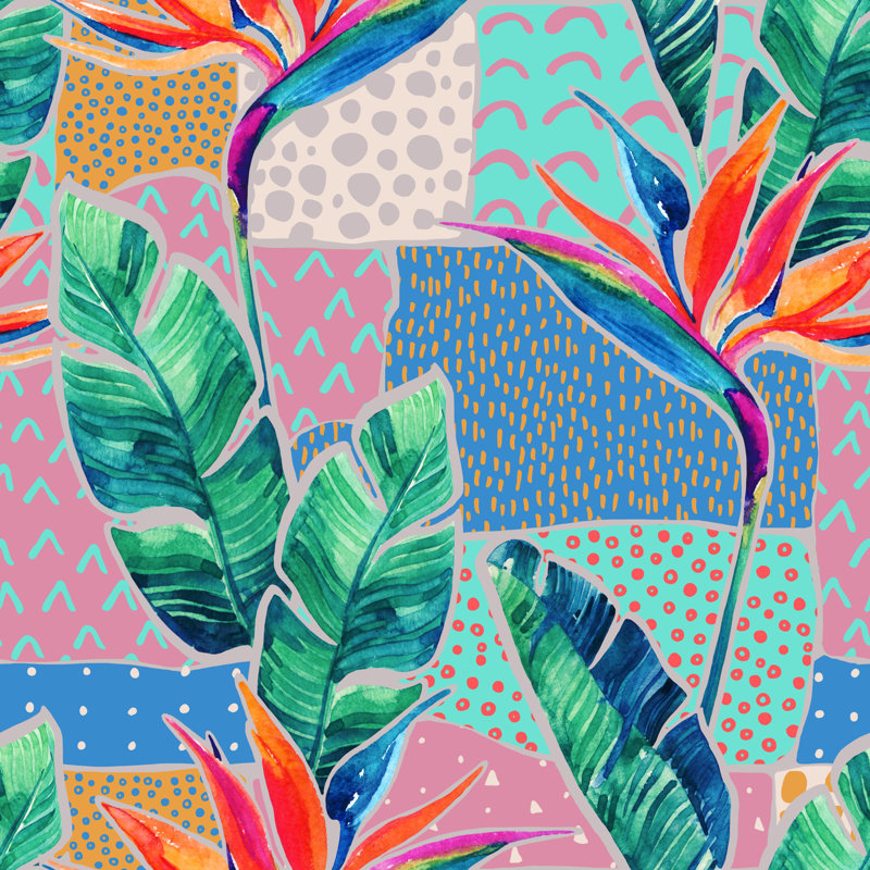 Tropical Flowers, 30cm H x 30cm W
