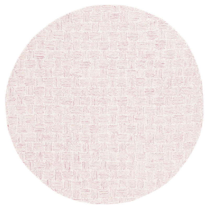 Leni Micro-Loop Area Rug In Pink/Ivory, Round 5'