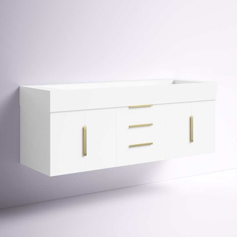 Glasgow 59'' Bathroom Vanity with Acrylic Top, White