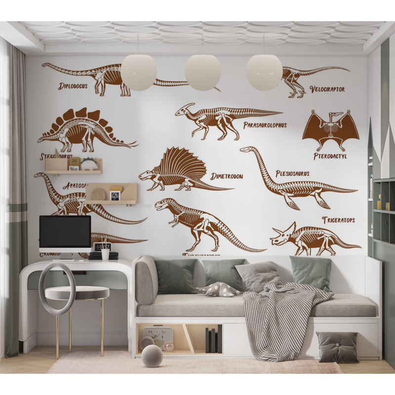 Papier peint de qualité supérieure - ensemble d'illustrations de dinosaures, L 120 po x l 180 po