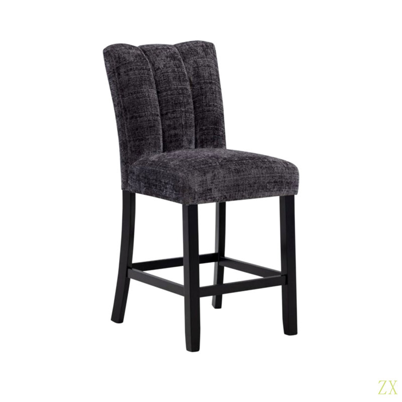 Tabourets de bar Magaly (ensemble de 2), Siège noir / cadre noir