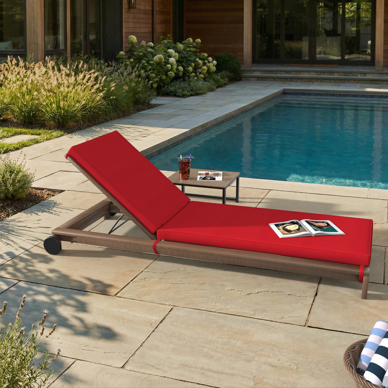Sunbrella® Outdoor Chaise Cushion, Sunbrella® Canvas Jockey Red, 23" W x 75" D