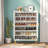 29.6” White & Gold Wooden Shoe Cabinet With Doors, 7-Tier Shoe Storage Organizer