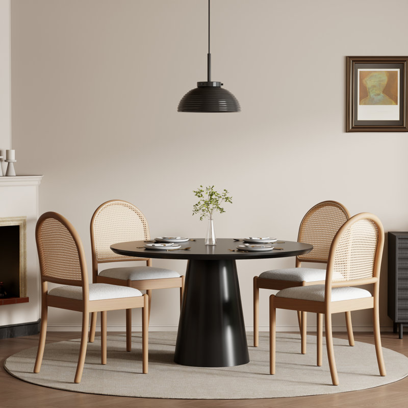 Chaises de salle à manger en bois massif Farmhouse Modern Boho, 4, Bois