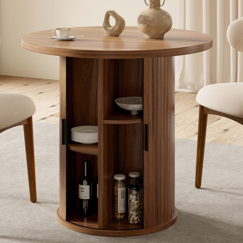 Ensemble de table de salle à manger 31,5 "/ 47" en bois avec tablette de rangement semi-ouverte, comprenant 2 à 4 chaises rembourrées en tissu