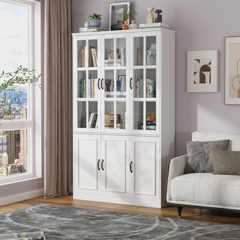78.7'' H X 47'' W 5-Tier Bookcase With Glass Doors