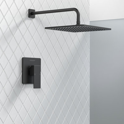 Ensemble de robinet de douche carré moderne de 12 pouces avec valve brute, pomme de douche à pluie, système de douche à pluie