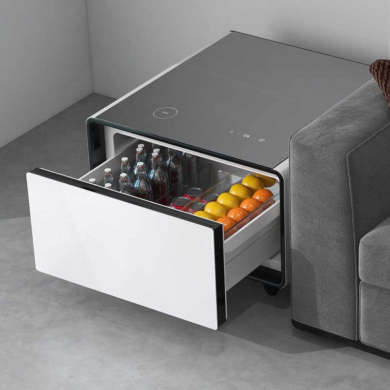 Modern Smart Side Table With Built-In Fridge, Wireless Charging, Temperature Control
