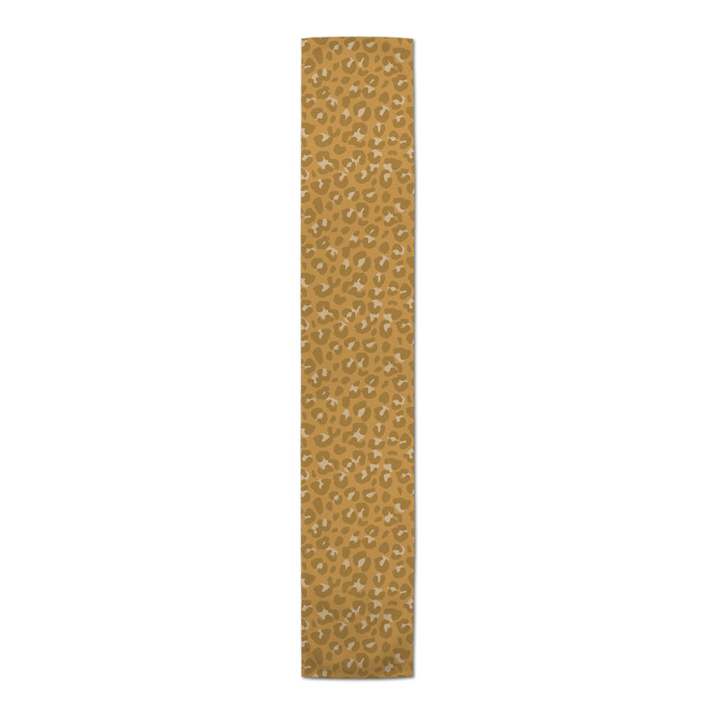 Dunihue Animal Print Cotton Blend Table Runner, Yellow, 90" L x 16" W