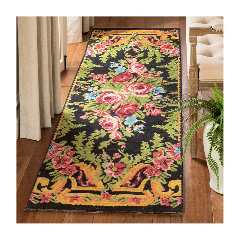 Tapis à motif floral Abington, Tapis de couloir 2 pi 3 po x 8 pi