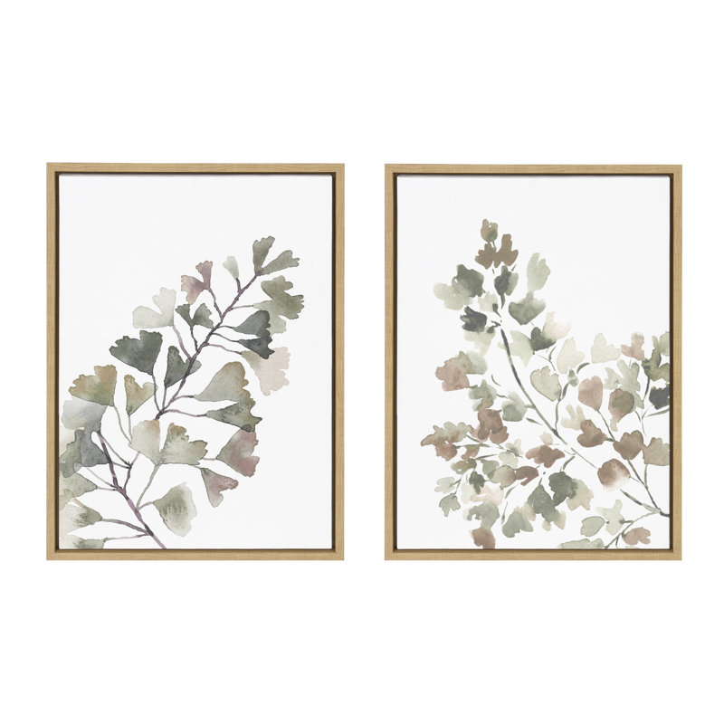 Sylvie Botanical Soft Splitfern and Botanical Soft Maiden Framed Canvas by Sara Berrenson 2 Piece