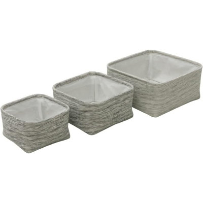 Square Textile Fabric 3 Piece Basket Set
