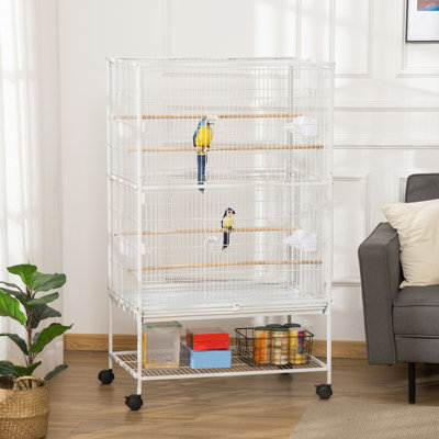 Corrente 52" Steel Flat Top Floor Bird Cage with Wheels