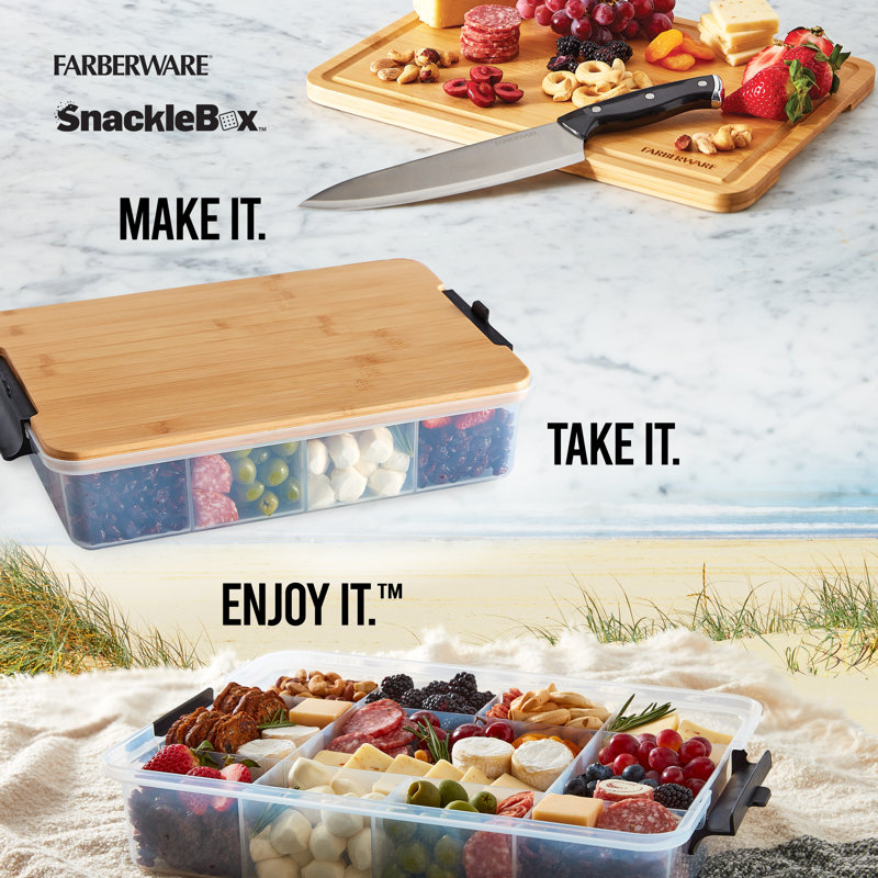 Farberware Snacklebox with Locking Bamboo Cutting Board Lid