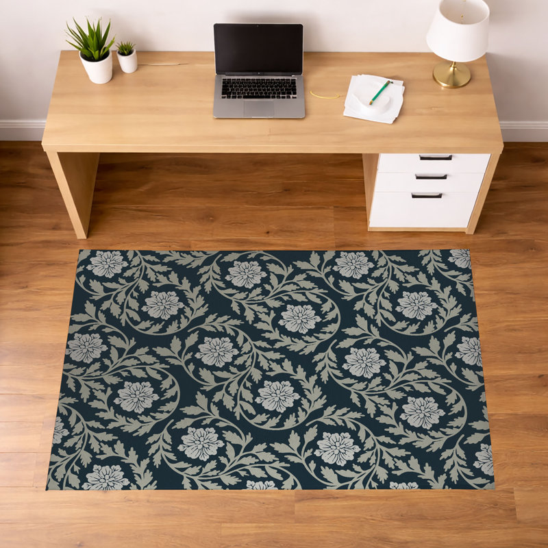 Tapis de bureau léger antidérapant Penelope, L 36 po x P 24 po, Marine