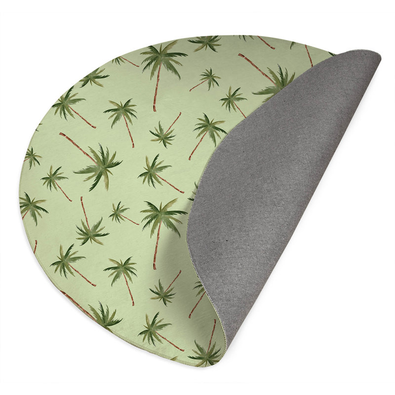 Summer Palms Outdoor Rug, Round 5'