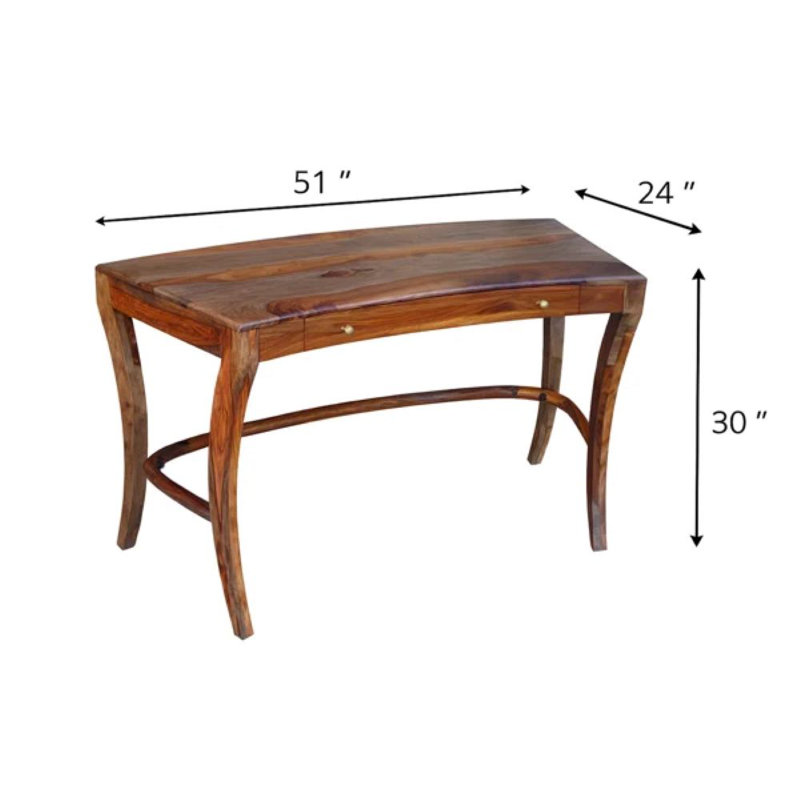 Wood One Drawer Curved Desk