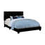 Structure de lit pleine grandeur en similicuir noir avec panneau de chambre à silhouette profilée pour une nuit de sommeil confortable-381436341-381436340
