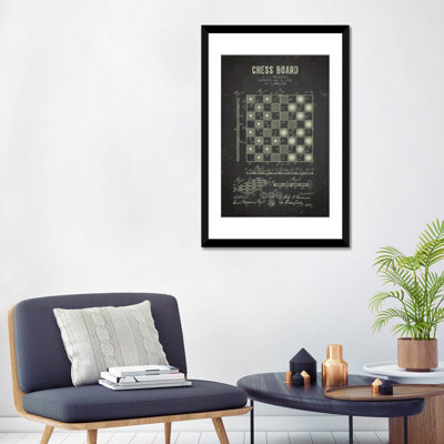 " J.F. Truskoski Chess Board Patent Sketch (Charcoal) " by Aged Pixel