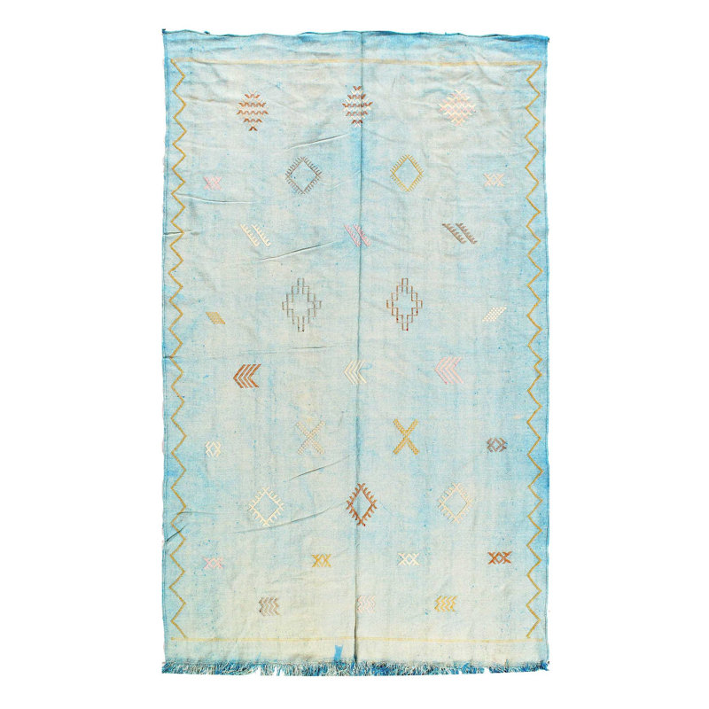 Tapis unique Malibu / beige des années 1970 de 4 pi 3 po x 7 pi 7 po Hundley