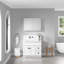 Armoire de salle de bain l 36 po x H 26 po avec miroir biseauté, espace intérieur abondant, image miroir HD, fonction de porte, bois d'ingénierie, rangement blanc, reflet, caractéristique, fabrication en bois,