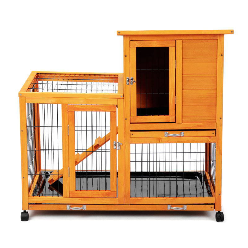 Cage à 2 niveaux avec 4 roulettes, Brun