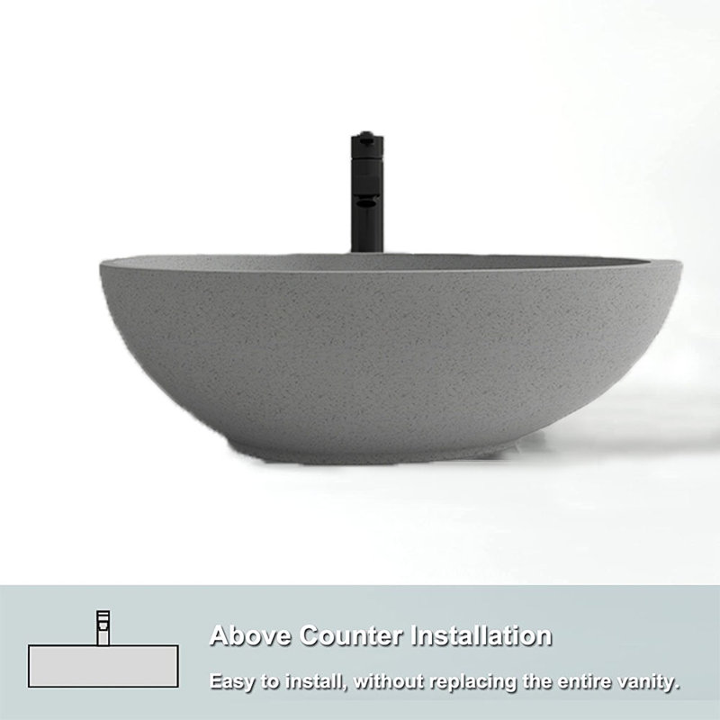 Lavabo de salle de bain ovale gris fait à la main