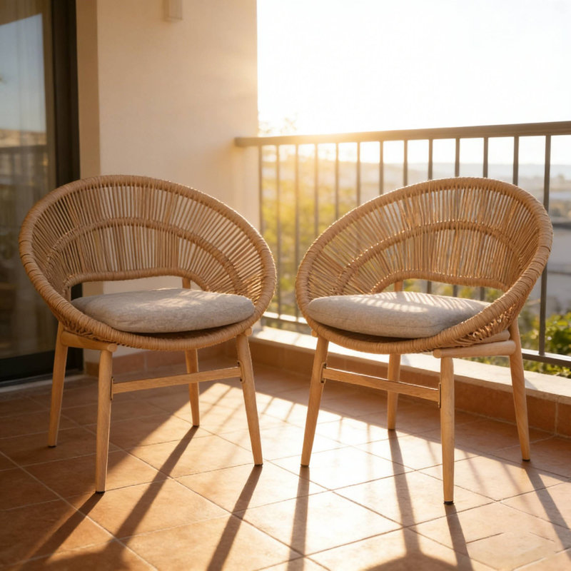 ENSEMBLE DE 2 chaises d'extérieur de style Papasan pour les brunchs de jardin et les rassemblements de loisirs de patio