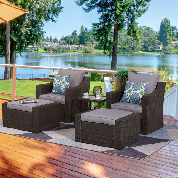 Haven Way 26-in x 23-in 2-Piece Charcoal Deep Seat Patio Chair Cushion in  the Patio Furniture Cushions department at
