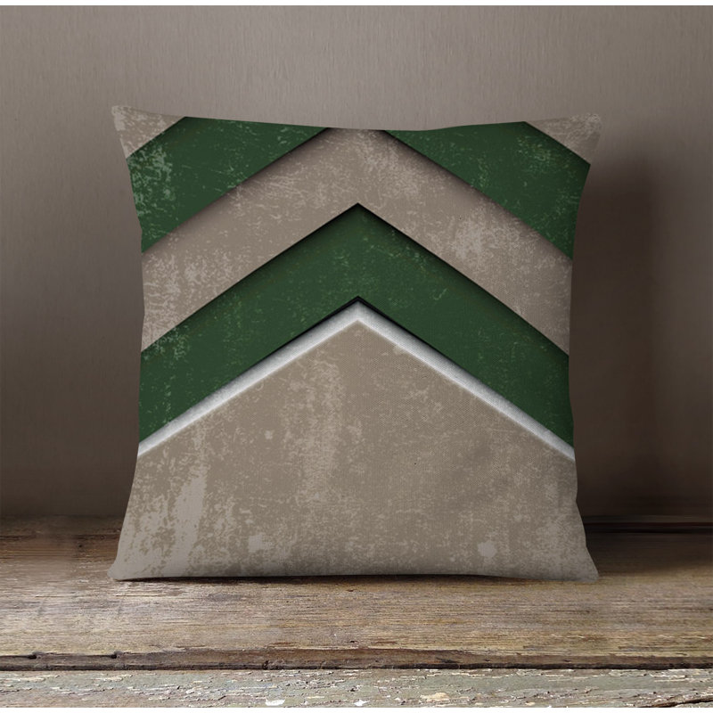 Throw Pillow With Insert, Blue/Green Chevron 2, 18"H x 18"W